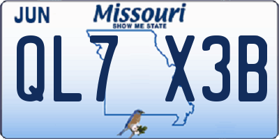 MO license plate QL7X3B