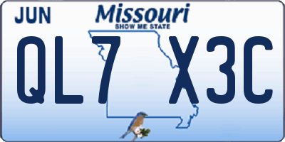 MO license plate QL7X3C