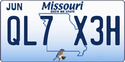 MO license plate QL7X3H