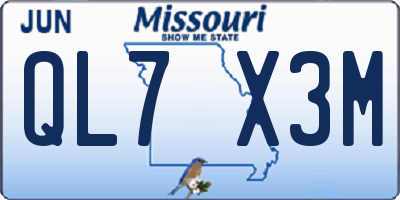 MO license plate QL7X3M