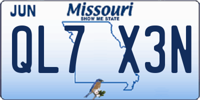 MO license plate QL7X3N