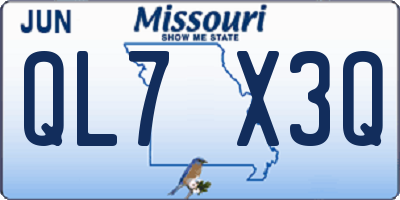 MO license plate QL7X3Q