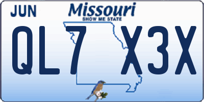 MO license plate QL7X3X
