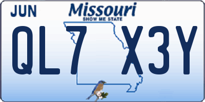 MO license plate QL7X3Y