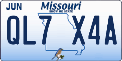MO license plate QL7X4A
