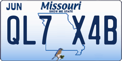 MO license plate QL7X4B