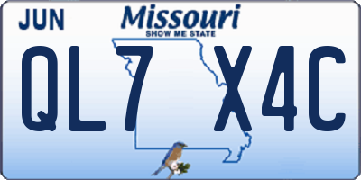 MO license plate QL7X4C
