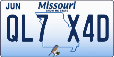 MO license plate QL7X4D