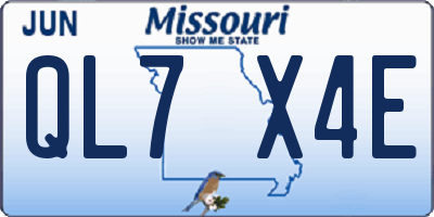 MO license plate QL7X4E