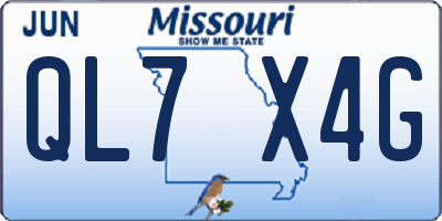 MO license plate QL7X4G