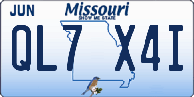 MO license plate QL7X4I