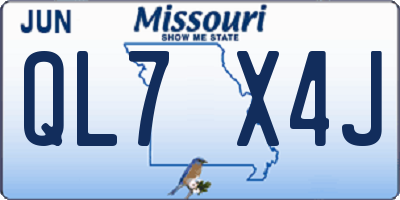 MO license plate QL7X4J