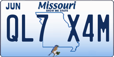 MO license plate QL7X4M
