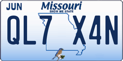 MO license plate QL7X4N