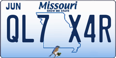 MO license plate QL7X4R