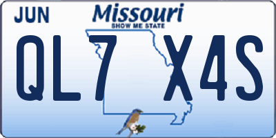 MO license plate QL7X4S