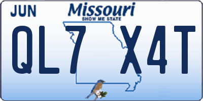 MO license plate QL7X4T