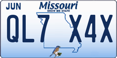MO license plate QL7X4X