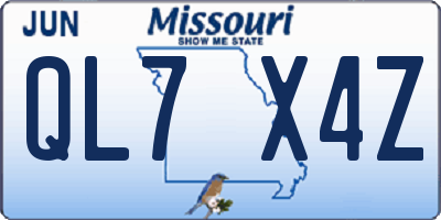 MO license plate QL7X4Z