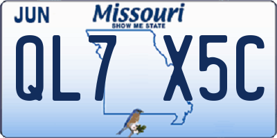 MO license plate QL7X5C