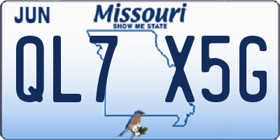 MO license plate QL7X5G