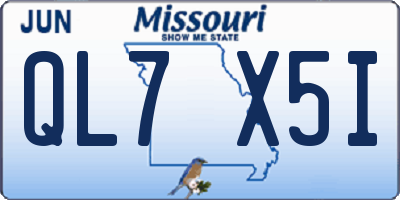 MO license plate QL7X5I