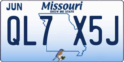 MO license plate QL7X5J