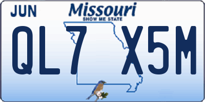 MO license plate QL7X5M