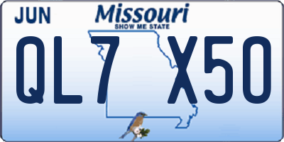 MO license plate QL7X5O