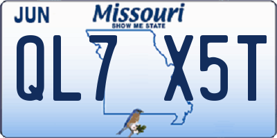 MO license plate QL7X5T