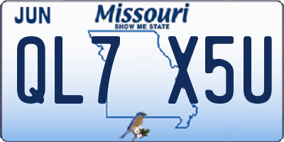 MO license plate QL7X5U