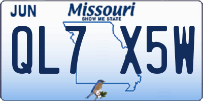 MO license plate QL7X5W