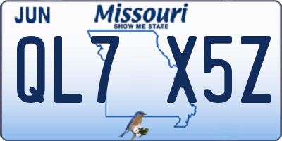 MO license plate QL7X5Z