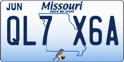 MO license plate QL7X6A