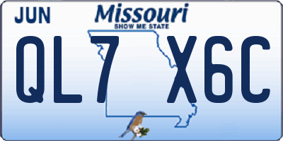 MO license plate QL7X6C