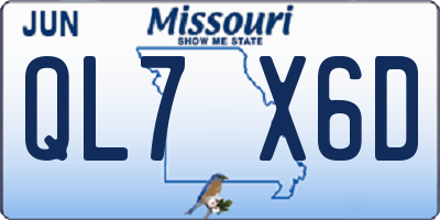 MO license plate QL7X6D