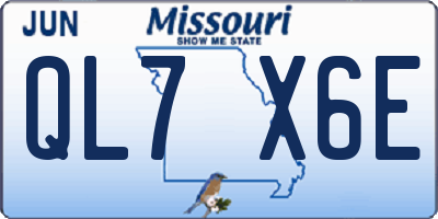 MO license plate QL7X6E