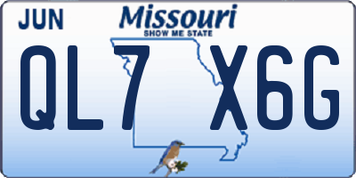 MO license plate QL7X6G