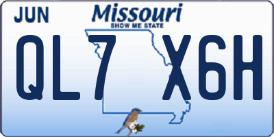 MO license plate QL7X6H