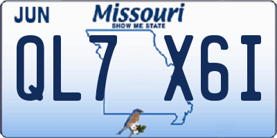 MO license plate QL7X6I