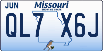 MO license plate QL7X6J