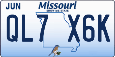 MO license plate QL7X6K