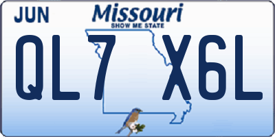 MO license plate QL7X6L