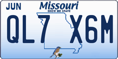 MO license plate QL7X6M