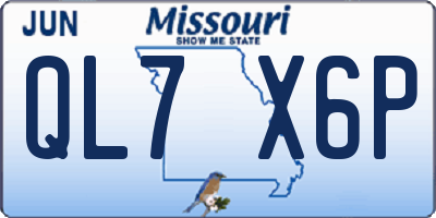 MO license plate QL7X6P