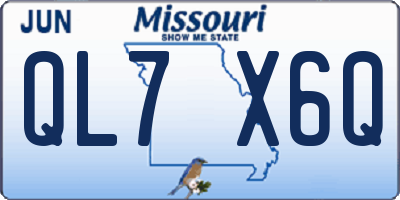 MO license plate QL7X6Q