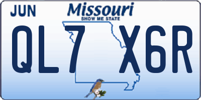 MO license plate QL7X6R