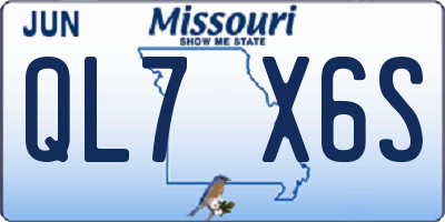 MO license plate QL7X6S