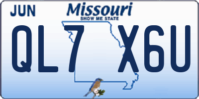 MO license plate QL7X6U