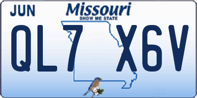 MO license plate QL7X6V